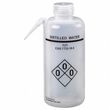 LAB SAFETY SUPPLY Wash Bottle 750mL Plastic White PK2, 24J891