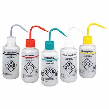 LAB SAFETY SUPPLY Wash Bottle 500mL Standard Spout PK5, 24J898