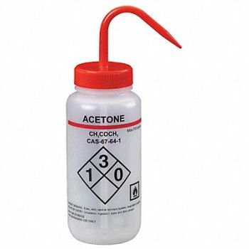 LAB SAFETY SUPPLY Wash Bottle 500mL Standard Spout PK6, 24J903
