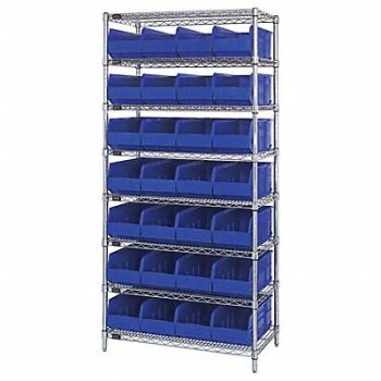 QUANTUM STORAGE SYSTEMS G7075 Bin Shlvng 18inx74inx36in Blue, 24K191