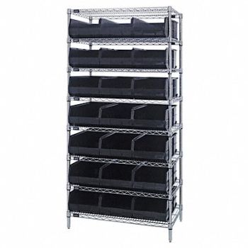 QUANTUM STORAGE SYSTEMS G7076 Bin Shlvng 18inx74inx36in Black, 24K235