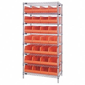 QUANTUM STORAGE SYSTEMS G7069 Bin Shlvng 12inx75inx36in Orange, 24K249