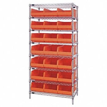 QUANTUM STORAGE SYSTEMS G7070 Bin Shlvng 12inx75inx36in Orange, 24K250