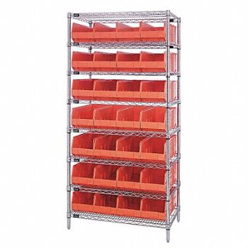 QUANTUM STORAGE SYSTEMS G7077 Bin Shlvng 21inx74inx36in Orange, 24K257