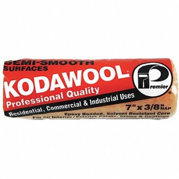 PREMIER Roller Cover 7 L 3/8 Nap Polyester/Wool, 24K674