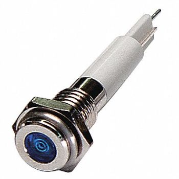 GRAINGER APPROVED Flat Indicator Light Blue 12VDC, 24M035