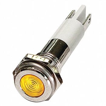 GRAINGER APPROVED Flat Indicator Light Yellow 12VDC, 24M061