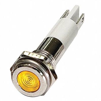 GRAINGER APPROVED Flat Indicator Light Yellow 24VDC, 24M066