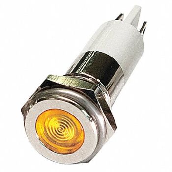 GRAINGER APPROVED Flat Indicator Light Yellow 12VDC, 24M094