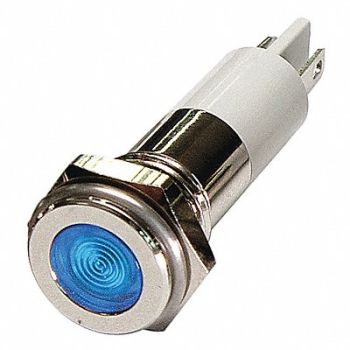 GRAINGER APPROVED Flat Indicator Light Blue 12VDC, 24M096