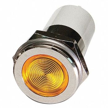 GRAINGER APPROVED Flat Indicator Light Yellow 12VDC, 24M164