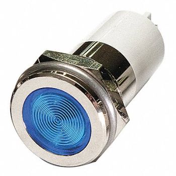 GRAINGER APPROVED Flat Indicator Light Blue 12VDC, 24M166