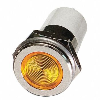 GRAINGER APPROVED Flat Indicator Light Yellow 24VDC, 24M169