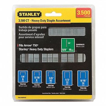 STANLEY Staple/Brad Asst Narrow 27/64 PK3500, 24T337