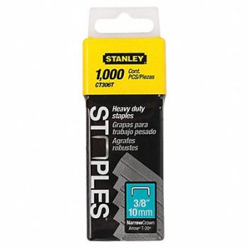STANLEY Flat Narrow Crown Staple 3/8 Leg PK1000, 24T347