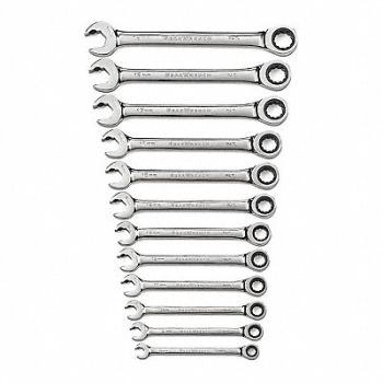 GEARWRENCH Ratcheting Open End Wrench Set 15 Deg, 24U655