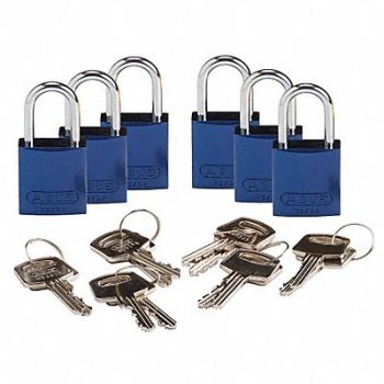 BRADY Lockout Padlock KD Blue 1-7/16 H PK6, 24UY45