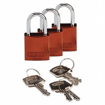 BRADY Lockout Padlock KA Brown 1-7/16 H PK3, 24UY46