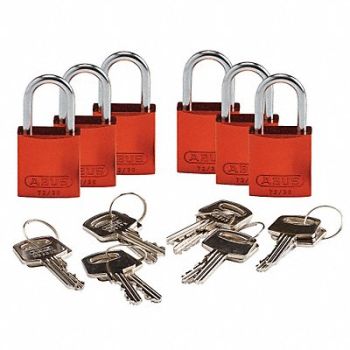 BRADY Lockout Padlock KA Orange 1-7/16 H PK6, 24UY55