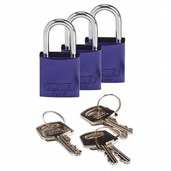 BRADY Lockout Padlock KA Purple 1-7/16 H PK3, 24UY58