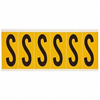 BRADY Letter Label S 1-1/2 in W x 3-1/2 in H, 24UZ26
