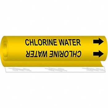 BRADY Pipe Marker Chlorine Water 5 in H 8 in W, 24VC33