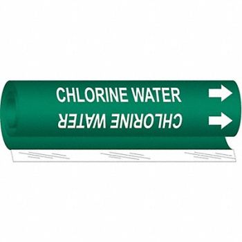 BRADY Pipe Marker Chlorine Water 5 in H 8 in W, 24VC34