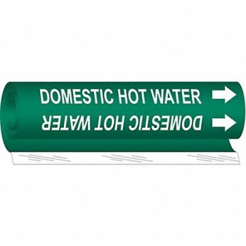 BRADY Pipe Mrkr Domestic Hot Water 5in H 8in W, 24VC39