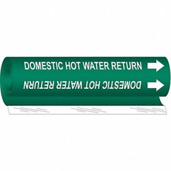BRADY Pipe Mrkr Domestic Hot Watr Return 5in H, 24VC40