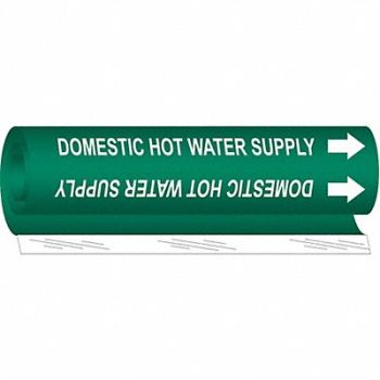 BRADY Pipe Mrkr Domestic Hot Watr Supply 5in H, 24VC42