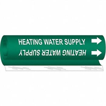 BRADY Pipe Marker Heating Water Supply 26in H, 24VE73
