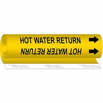 BRADY Pipe Marker Hot Water Return 5in H 8in W, 24VC61