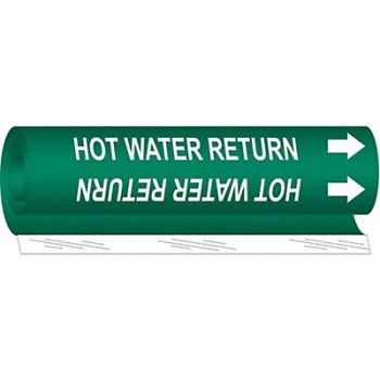 BRADY Pipe Marker Hot Water Return 5in H 8in W, 24VC62