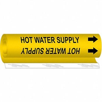 BRADY Pipe Marker Hot Water Supply 5in H 8in W, 24VC63