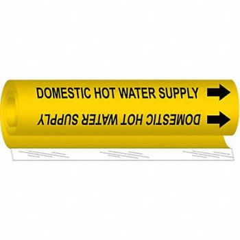 BRADY Pipe Mrkr Domestic Hot Watr Supply 9in H, 24VD49