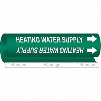 BRADY Pipe Mrkr Heating Watr Spply 9in H 8in W, 24VD64
