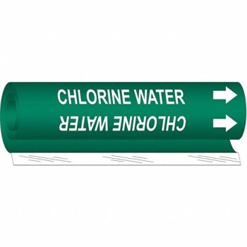 BRADY Pipe Marker Chlorine Water 26in H 12in W, 24VE51