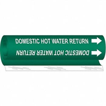 BRADY Pipe Marker Domestic Hot Water Return, 24VE57