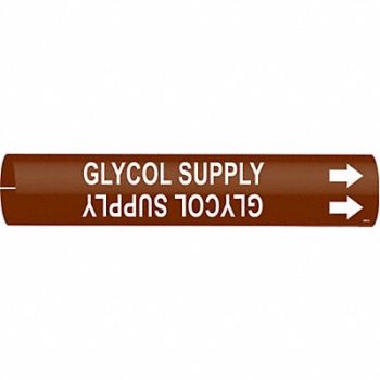 BRADY Pipe Marker Glycol Supply, 24VJ33