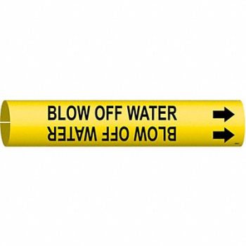 BRADY Pipe Marker Blow Off Water 2 in H 2 in W, 24VK10