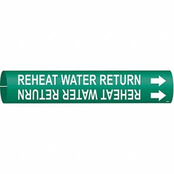 BRADY Pipe Marker Reheat Water Supply, 24VK44