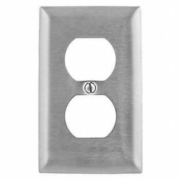 HUBBELL Duplex Receptacle Wall Plate Jumbo SS, 24X576