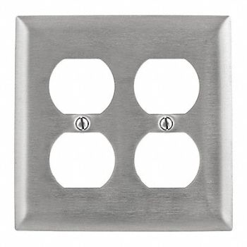 HUBBELL WIRING DEVICE-KELLEMS Wall Plate Covers Jumbo Ss 2 Gang, 24X664
