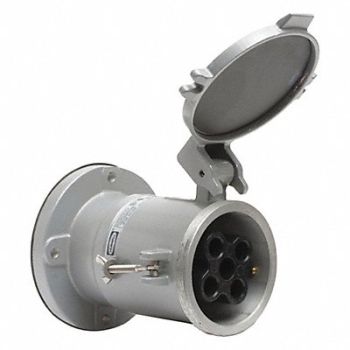 HUBBELL Watertight Pin and Sleeve Receptacle Gry, 24Y053