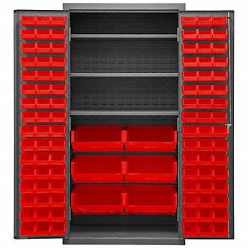 DURHAM MFG K4918 Bin Cabinet 72 x36 x24 Gray 102RedBns, 36EZ71