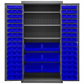 DURHAM MFG K4918 Bin Cabinet 72 x36 x24 Gray 102BlueBns, 36EZ72