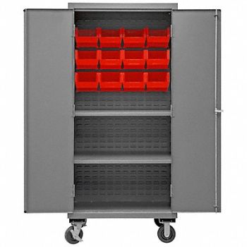 DURHAM MFG K4885 Bin Cabinet 81 x36 x24 Gray 12RedBns, 36EZ32