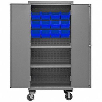 DURHAM MFG K4885 Bin Cabinet 81 x36 x24 Gray 12BlueBns, 36EZ33