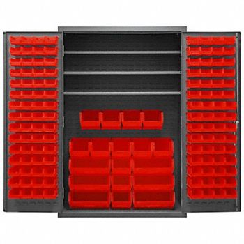 DURHAM MFG K4919 Bin Cabinet 72 x48 x24 Gray 138RedBns, 36EZ77