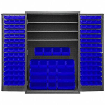 DURHAM MFG K4919 Bin Cabinet 72 x48 x24 Gray 138BlueBns, 36EZ78